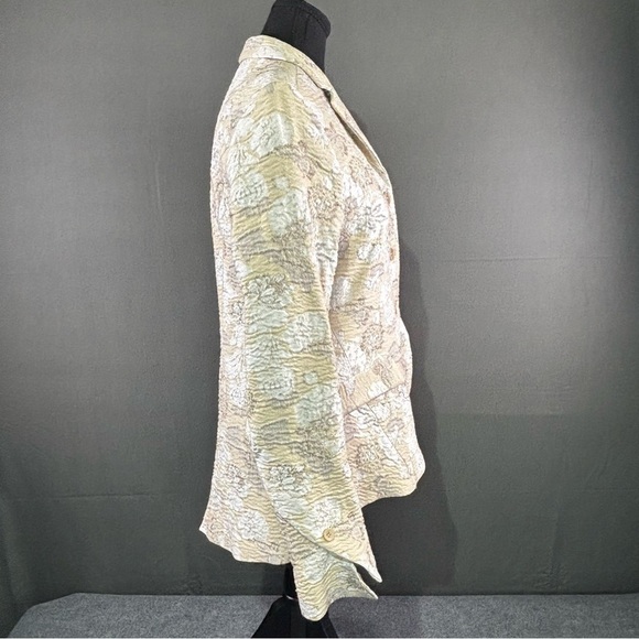 Vtg Lilith Blazer Women’s S Jacquard Floral Textured Romantic Academia Tan Cream - Picture 4 of 12